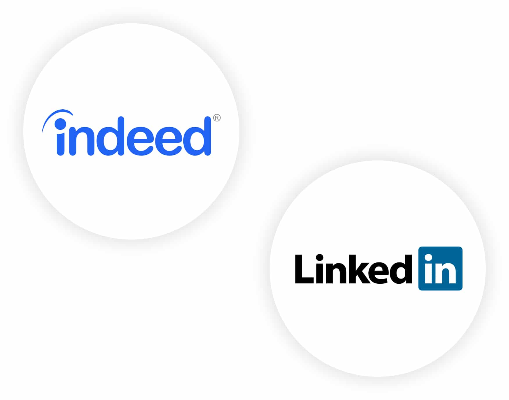 Icons for online job boards Indeed and LinkedIn.