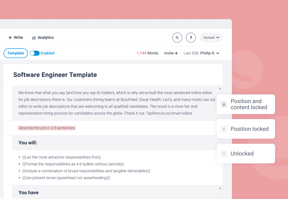 Screenshot of Datapeople's job post templates.