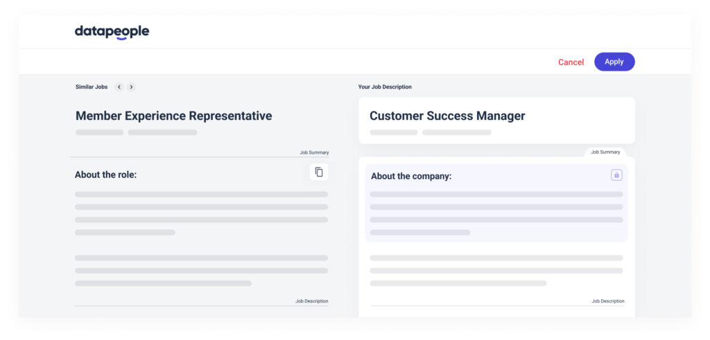 Side by side editor in Datapeople.